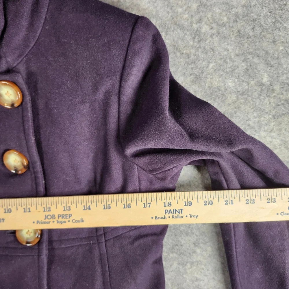 Michael Kors Purple Double Breasted‎ Hooded Wool Blend Coat Women 10 Designer